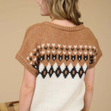 Fair Isle V Neck SS Sweater