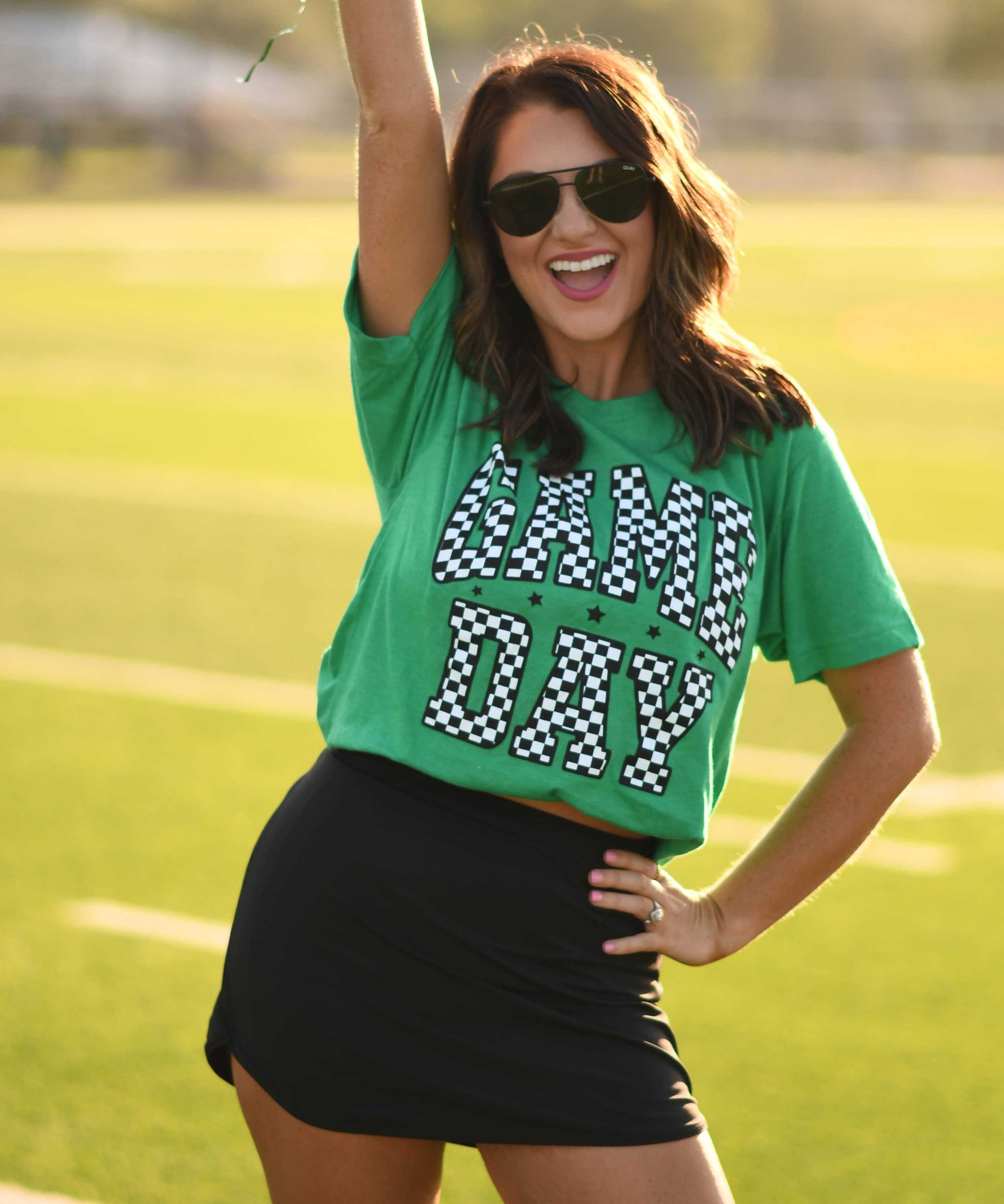 RTS Kelly Green Checkered Game Day Tee