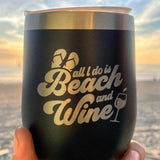Beach & Wine Insulated Tumbler- Black