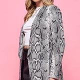 Snakeskin long sleeve suit coat blazer .