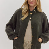 Button Up Cardigan with Gold Accent
