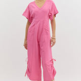 Knit short sleeve jumpsuit