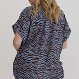 Blue Animal Print Blouse