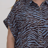 Blue Animal Print Blouse
