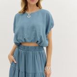 bubble hem pullover top