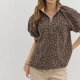 Leopard puff sleeve top