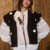 Crochet Floral Button Up Sweater