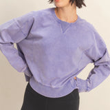 Oversized Crew Neck Sweatshirt with Raw Hem