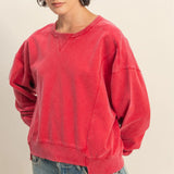 Oversized Crew Neck Sweatshirt with Raw Hem