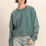 Oversized Crew Neck Sweatshirt with Raw Hem