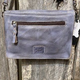 Blue leather crossbody purse