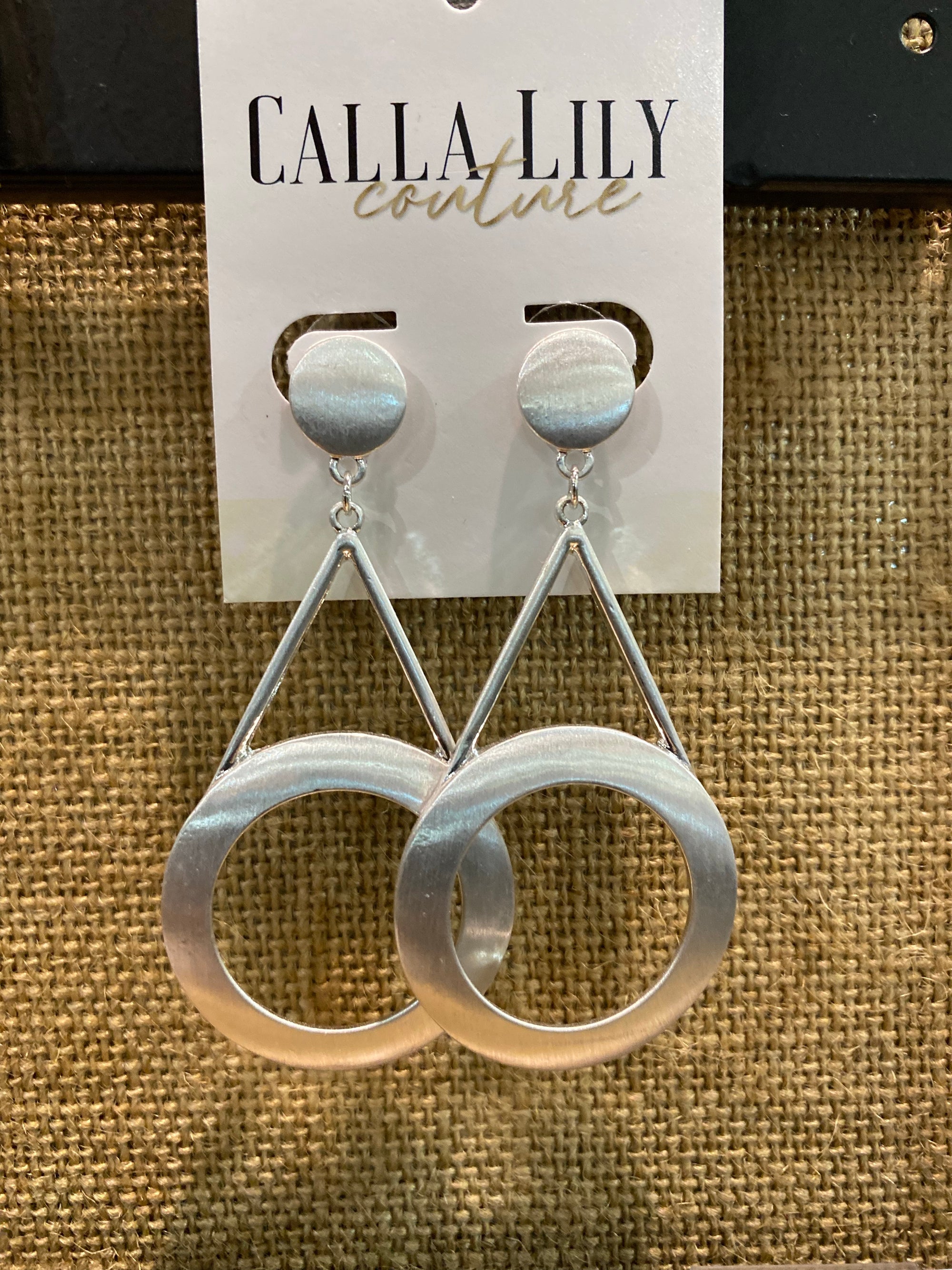Silver Geometric Dangle Earrings
